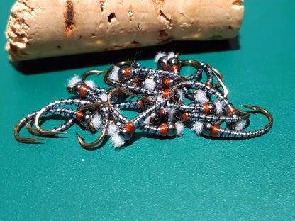 GMC Black Rib Chironomid Pupa Fly - Black Bead Rusty Collar