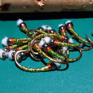 Kalamata Pimento Chironomid Pupa Fly - Black Bead Rusty Collar