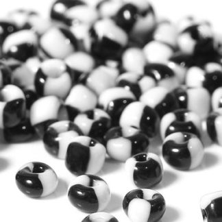 Two Tone Black & White Glass Fly Tying Beads