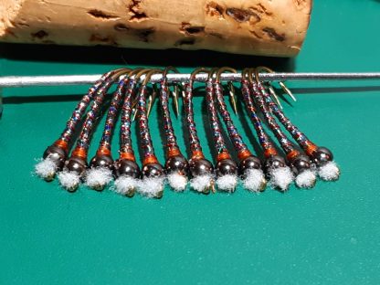 Zucchini Chironomid Pupa Fly - Black Bead Rusty Collar Bomber