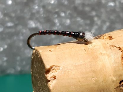 Black & Red Chironomid Pupa Fly - Black Bead Head